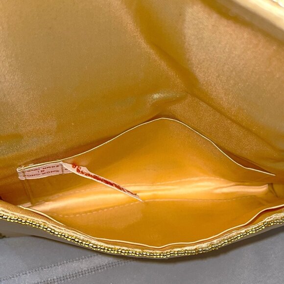 Vintage LA REGALE Ltd Gold Beaded Evening Bag Clutch Envelope Purse Hong Kong - Picture 7 of 7